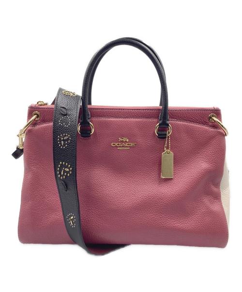 COACH（コーチ）COACH (コーチ) 2WAYバッグ ピンク×ホワイト×ブラックの古着・服飾アイテム