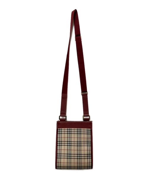 BURBERRY（バーバリー）BURBERRY (バーバリー) ノバチェックショルダーバッグ レッド×ベージュの古着・服飾アイテム