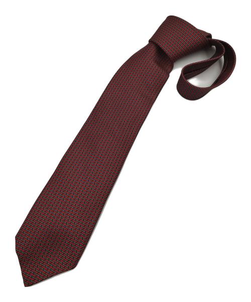 HERMES（エルメス）HERMES (エルメス) シルクネクタイ グレー×レッド サイズ:表記無の古着・服飾アイテム