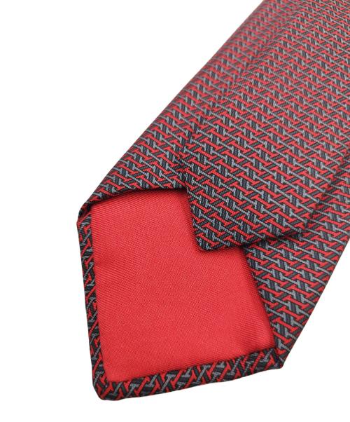 HERMES（エルメス）HERMES (エルメス) シルクネクタイ グレー×レッド サイズ:表記無の古着・服飾アイテム