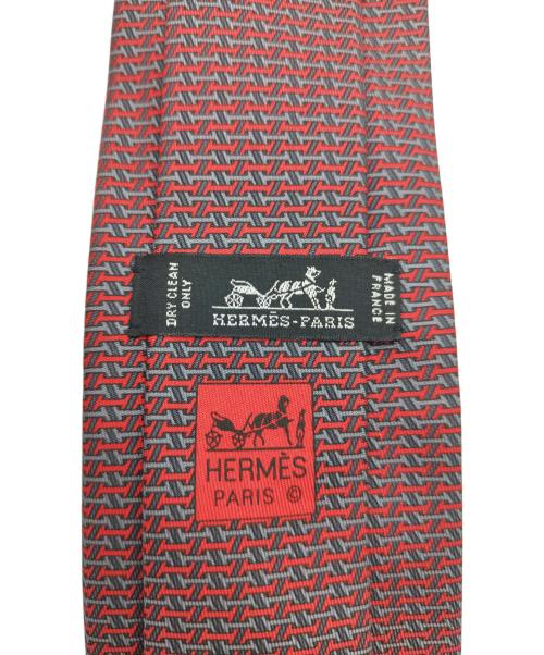 HERMES（エルメス）HERMES (エルメス) シルクネクタイ グレー×レッド サイズ:表記無の古着・服飾アイテム
