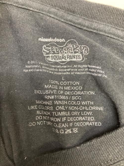 Sponge Bob（スポンジボブ）Sponge Bob (スポンジボブ) SPONGE BOBプリントTシャツ ブラック サイズ:Lの古着・服飾アイテム