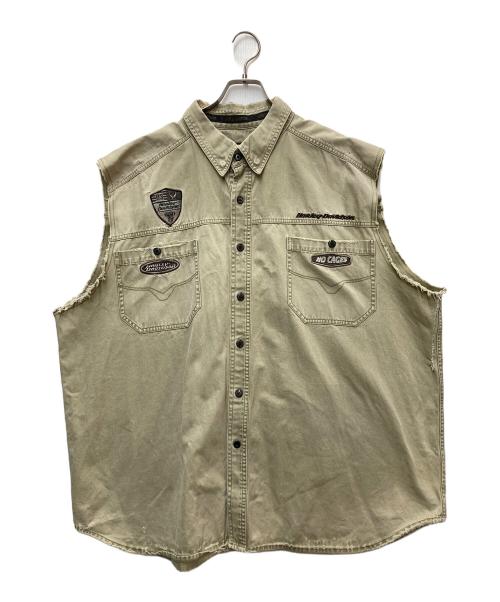 HARLEY-DAVIDSON（ハーレーダビッドソン）HARLEY-DAVIDSON (ハーレーダビッドソン) ノースリーブシャツ ベージュ サイズ:XXXLの古着・服飾アイテム