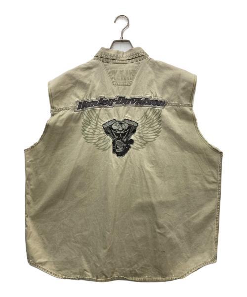 HARLEY-DAVIDSON（ハーレーダビッドソン）HARLEY-DAVIDSON (ハーレーダビッドソン) ノースリーブシャツ ベージュ サイズ:XXXLの古着・服飾アイテム