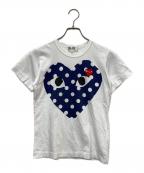 PLAY COMME des GARCONSプレイコムデギャルソン）の古着「ハートロゴTシャツ」｜ホワイト×ネイビー
