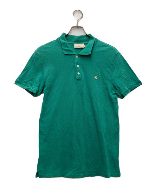maison kitsune（メゾンキツネ）maison kitsune (メゾンキツネ) 鹿の子 刺繍パッチ ポロシャツ グリーン サイズ:Mの古着・服飾アイテム