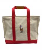 RALPH LAURENラルフローレン）の古着「キャンバストートバッグ」｜ホワイト×レッド