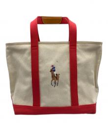 RALPH LAUREN（ラルフローレン）の古着「キャンバストートバッグ」｜ホワイト×レッド