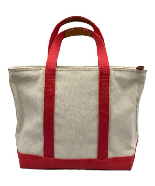 RALPH LAUREN（ラルフローレン）RALPH LAUREN (ラルフローレン) キャンバストートバッグ ホワイト×レッドの古着・服飾アイテム