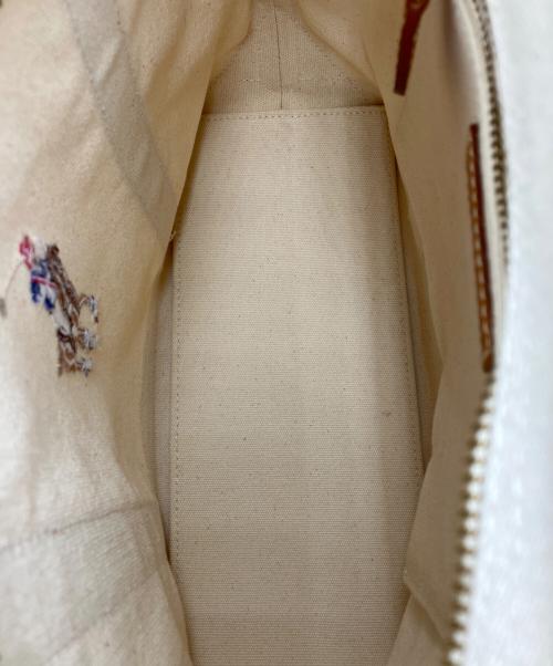 RALPH LAUREN（ラルフローレン）RALPH LAUREN (ラルフローレン) キャンバストートバッグ ホワイト×レッドの古着・服飾アイテム