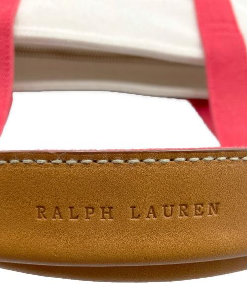 RALPH LAUREN（ラルフローレン）RALPH LAUREN (ラルフローレン) キャンバストートバッグ ホワイト×レッドの古着・服飾アイテム