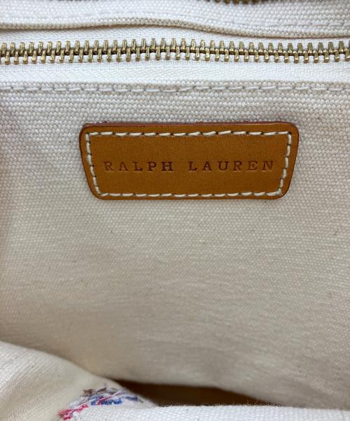 RALPH LAUREN（ラルフローレン）RALPH LAUREN (ラルフローレン) キャンバストートバッグ ホワイト×レッドの古着・服飾アイテム