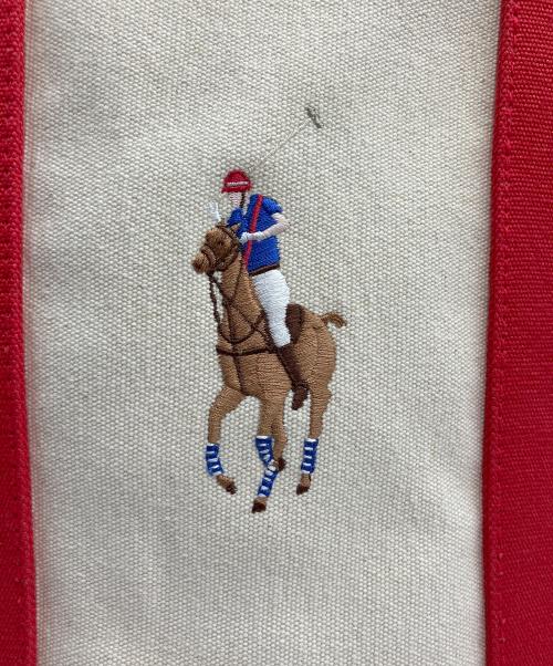 RALPH LAUREN（ラルフローレン）RALPH LAUREN (ラルフローレン) キャンバストートバッグ ホワイト×レッドの古着・服飾アイテム