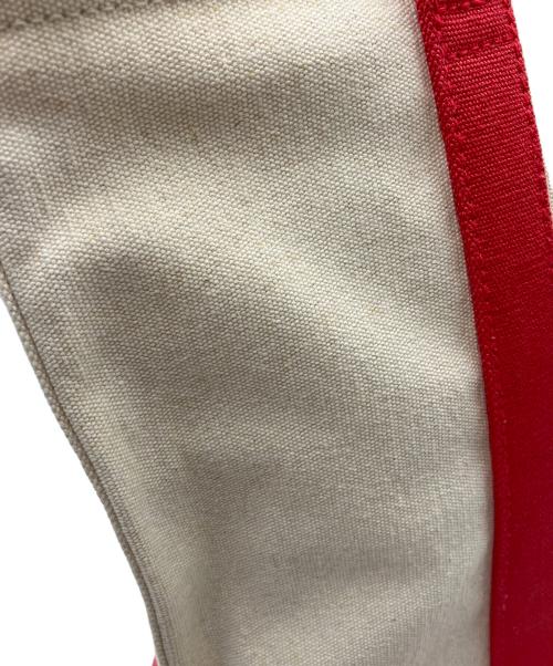 RALPH LAUREN（ラルフローレン）RALPH LAUREN (ラルフローレン) キャンバストートバッグ ホワイト×レッドの古着・服飾アイテム