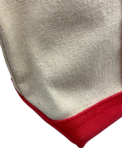 RALPH LAUREN（ラルフローレン）RALPH LAUREN (ラルフローレン) キャンバストートバッグ ホワイト×レッドの古着・服飾アイテム