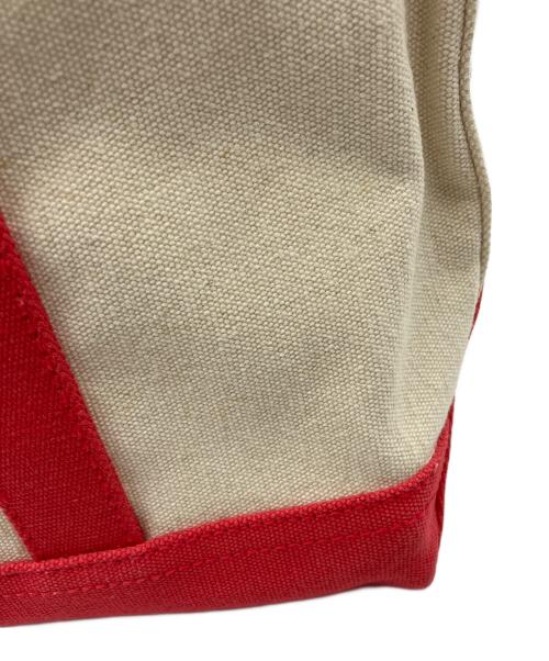 RALPH LAUREN（ラルフローレン）RALPH LAUREN (ラルフローレン) キャンバストートバッグ ホワイト×レッドの古着・服飾アイテム