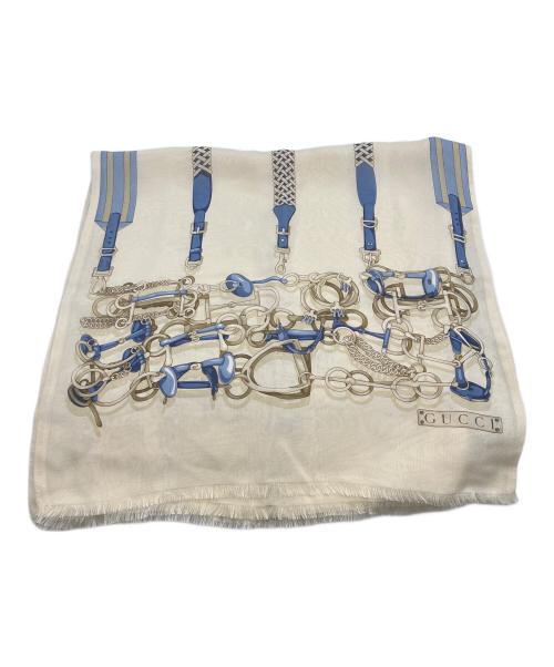 GUCCI（グッチ）GUCCI (グッチ) ストール ベージュ×ブルーの古着・服飾アイテム