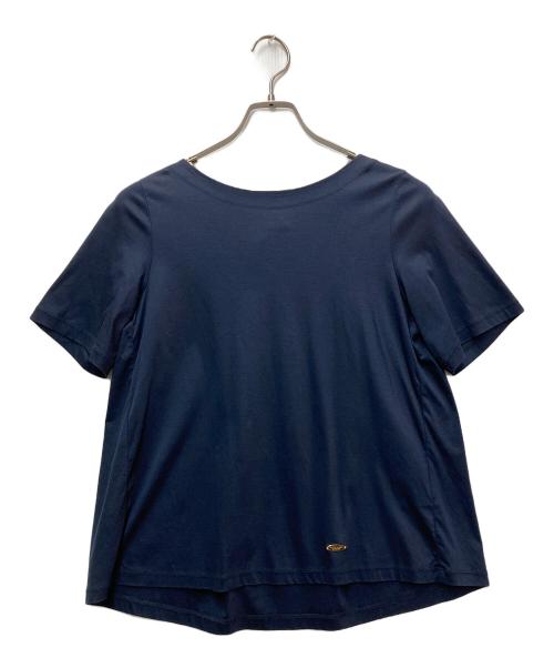 BLUE LABEL CRESTBRIDGE（ブルーレーベルクレストブリッジ）BLUE LABEL CRESTBRIDGE (ブルーレーベルクレストブリッジ) バックリボン半袖ブラウス ネイビー サイズ:38の古着・服飾アイテム