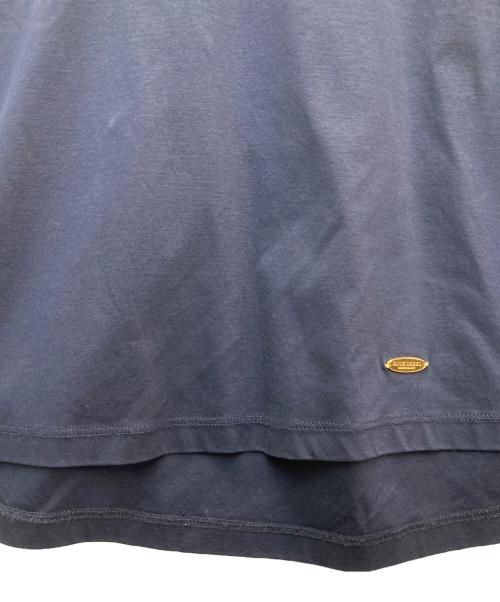 BLUE LABEL CRESTBRIDGE（ブルーレーベルクレストブリッジ）BLUE LABEL CRESTBRIDGE (ブルーレーベルクレストブリッジ) バックリボン半袖ブラウス ネイビー サイズ:38の古着・服飾アイテム