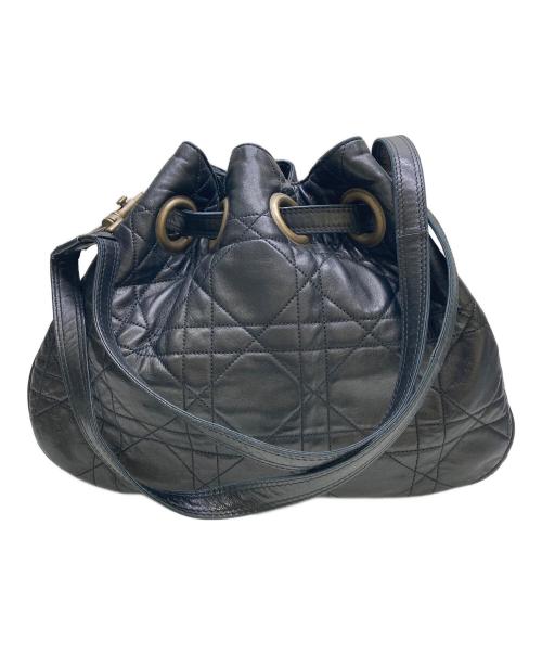 Christian Dior（クリスチャン ディオール）Christian Dior (クリスチャン ディオール) 巾着ショルダーバッグ カナージュ ブラックの古着・服飾アイテム