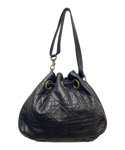 Christian Dior（クリスチャン ディオール）Christian Dior (クリスチャン ディオール) 巾着ショルダーバッグ カナージュ ブラックの古着・服飾アイテム
