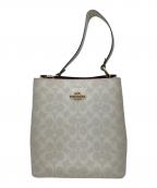 COACHコーチ）の古着「2WAYバッグ Town Bucket Bag In Signature Canvas」｜ホワイト×ボルドー