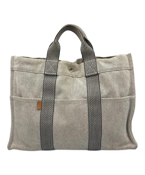 HERMES（エルメス）HERMES (エルメス) キャンバスハンドバッグ ニューフールトゥMM グレーの古着・服飾アイテム