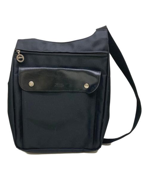 LONGCHAMP（ロンシャン）LONGCHAMP (ロンシャン) レザーフラップナイロンショルダーバッグ ブラックの古着・服飾アイテム