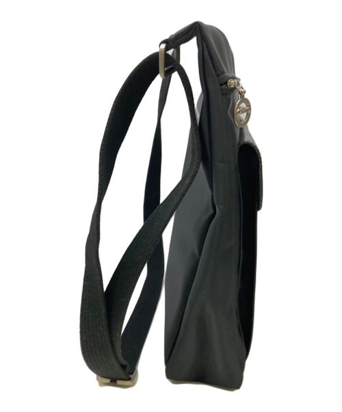 LONGCHAMP（ロンシャン）LONGCHAMP (ロンシャン) レザーフラップナイロンショルダーバッグ ブラックの古着・服飾アイテム