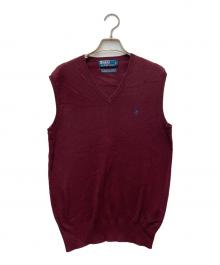 POLO RALPH LAUREN（ポロ・ラルフローレン）の古着「Vネック ピマコットンニットベスト」｜ボルドー