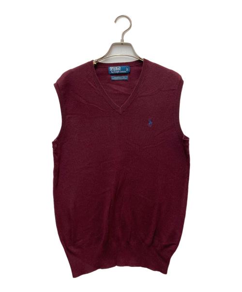 POLO RALPH LAUREN（ポロ・ラルフローレン）POLO RALPH LAUREN (ポロ・ラルフローレン) Vネック ピマコットンニットベスト ボルドー サイズ:XSの古着・服飾アイテム