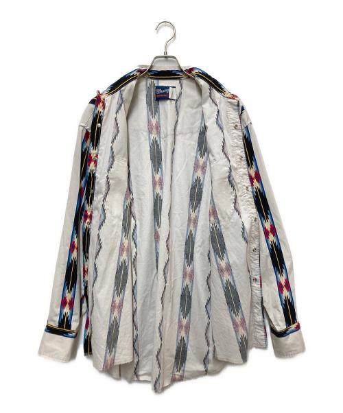Wrangler（ラングラー）Wrangler (ラングラー) ネイティブモチーフウエスタンシャツ ベージュ×ブルー サイズ:XLの古着・服飾アイテム