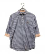 BURBERRY BLACK LABELバーバリーブラックレーベル）の古着「プルオーバーシャツ」｜ブルー×オレンジ