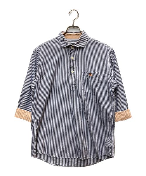 BURBERRY BLACK LABEL（バーバリーブラックレーベル）BURBERRY BLACK LABEL (バーバリーブラックレーベル) プルオーバーシャツ ブルー×オレンジ サイズ:2の古着・服飾アイテム