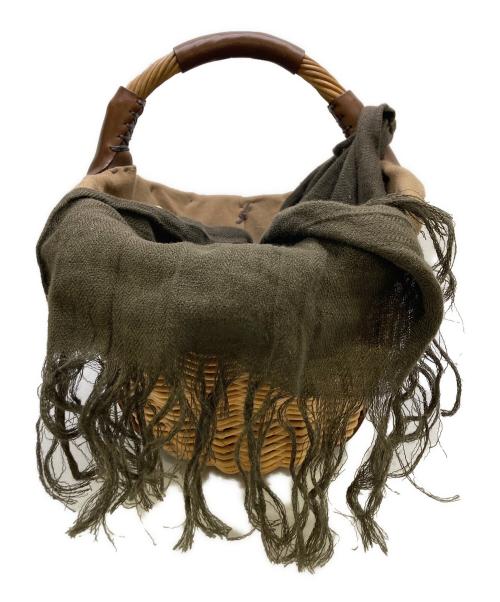 ebagos（エバゴス）ebagos (エバゴス) レザーハンドルカゴバッグ ナチュラル×ブラウンの古着・服飾アイテム