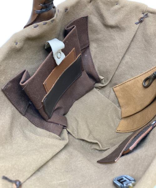 ebagos（エバゴス）ebagos (エバゴス) レザーハンドルカゴバッグ ナチュラル×ブラウンの古着・服飾アイテム