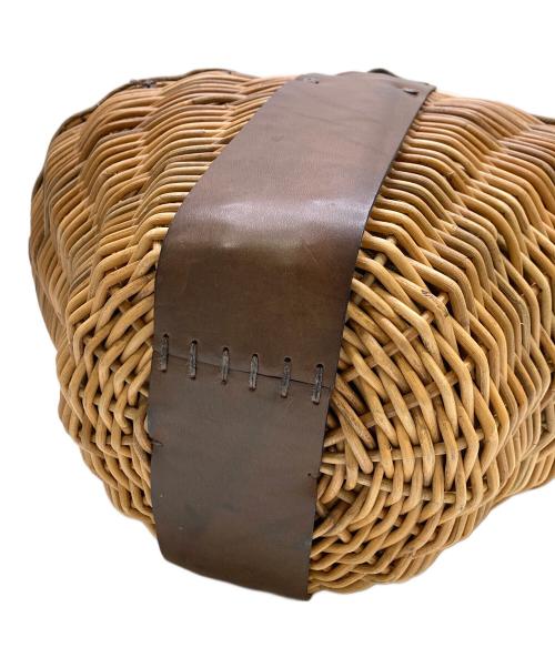 ebagos（エバゴス）ebagos (エバゴス) レザーハンドルカゴバッグ ナチュラル×ブラウンの古着・服飾アイテム