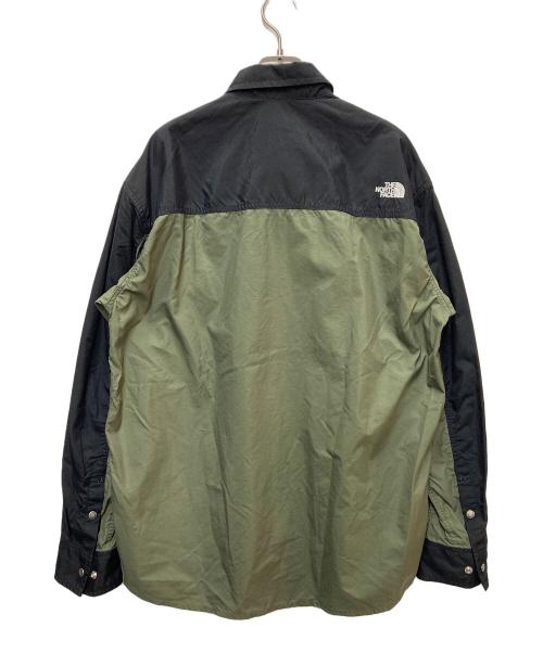 THE NORTH FACE（ザ ノース フェイス）THE NORTH FACE (ザ ノース フェイス) L/S Nuptse Shirt グリーン×ブラック サイズ:XLの古着・服飾アイテム