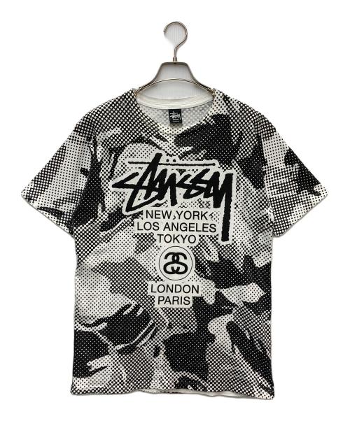 stussy（ステューシー）stussy (ステューシー) WORLD TOUR TEE ホワイト×ブラック サイズ:Mの古着・服飾アイテム