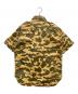 A BATHING APE (ア ベイシング エイプ) 半袖ミリタリーシャツ ベージュ×カーキ サイズ:M：4000円