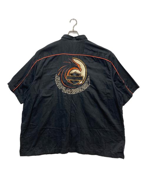 HARLEY-DAVIDSON（ハーレーダビッドソン）HARLEY-DAVIDSON (ハーレーダビッドソン) メカニックシャツ ブラック×オレンジ サイズ:3XLの古着・服飾アイテム