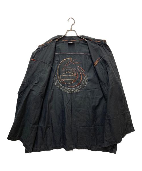 HARLEY-DAVIDSON（ハーレーダビッドソン）HARLEY-DAVIDSON (ハーレーダビッドソン) メカニックシャツ ブラック×オレンジ サイズ:3XLの古着・服飾アイテム