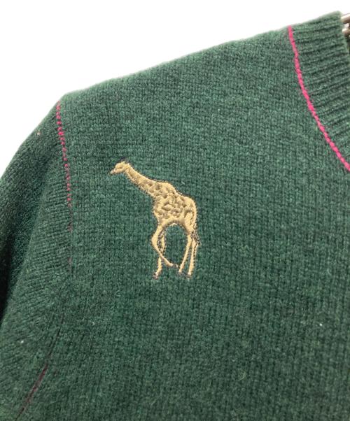 Paul Smith JEANS（ポールスミス ジーンズ）Paul Smith JEANS (ポールスミス ジーンズ) アニマル刺繍ニット グリーン サイズ:Mの古着・服飾アイテム