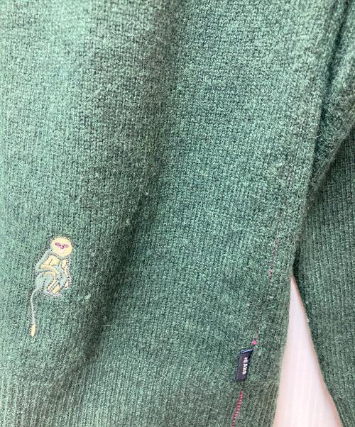 Paul Smith JEANS（ポールスミス ジーンズ）Paul Smith JEANS (ポールスミス ジーンズ) アニマル刺繍ニット グリーン サイズ:Mの古着・服飾アイテム