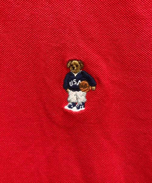 POLO RALPH LAUREN（ポロ・ラルフローレン）POLO RALPH LAUREN (ポロ・ラルフローレン) ポロベア刺繍ポロシャツ レッド サイズ:XLの古着・服飾アイテム