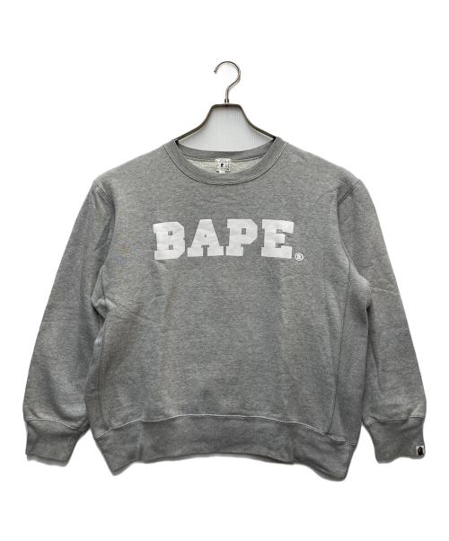 A BATHING APE（ア ベイシング エイプ）A BATHING APE (ア ベイシング エイプ) BAPEロゴプリントスウェット グレー サイズ:Mの古着・服飾アイテム