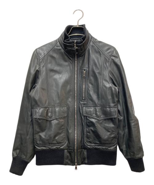 EDIFICE（エディフィス）EDIFICE (エディフィス) スタンドカラーレザージャケット ブラック サイズ:38の古着・服飾アイテム