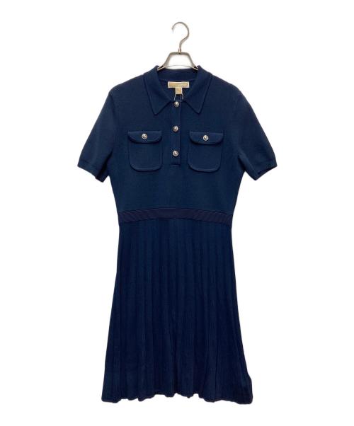 MICHAEL KORS（マイケル・コース）MICHAEL KORS (マイケルコース) 半袖ニットワンピース ネイビー サイズ:L/G 未使用品の古着・服飾アイテム