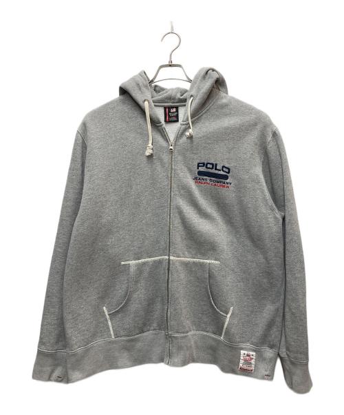 POLO JEANS CO.（ポロジーンズカンパニー）POLO JEANS CO. (ポロジーンズカンパニー) ロゴ刺繍ジップパーカー グレー サイズ:XLの古着・服飾アイテム