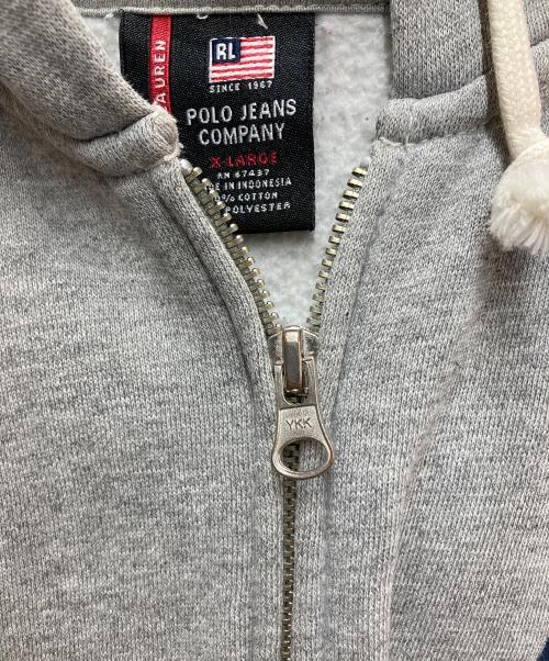 POLO JEANS CO.（ポロジーンズカンパニー）POLO JEANS CO. (ポロジーンズカンパニー) ロゴ刺繍ジップパーカー グレー サイズ:XLの古着・服飾アイテム